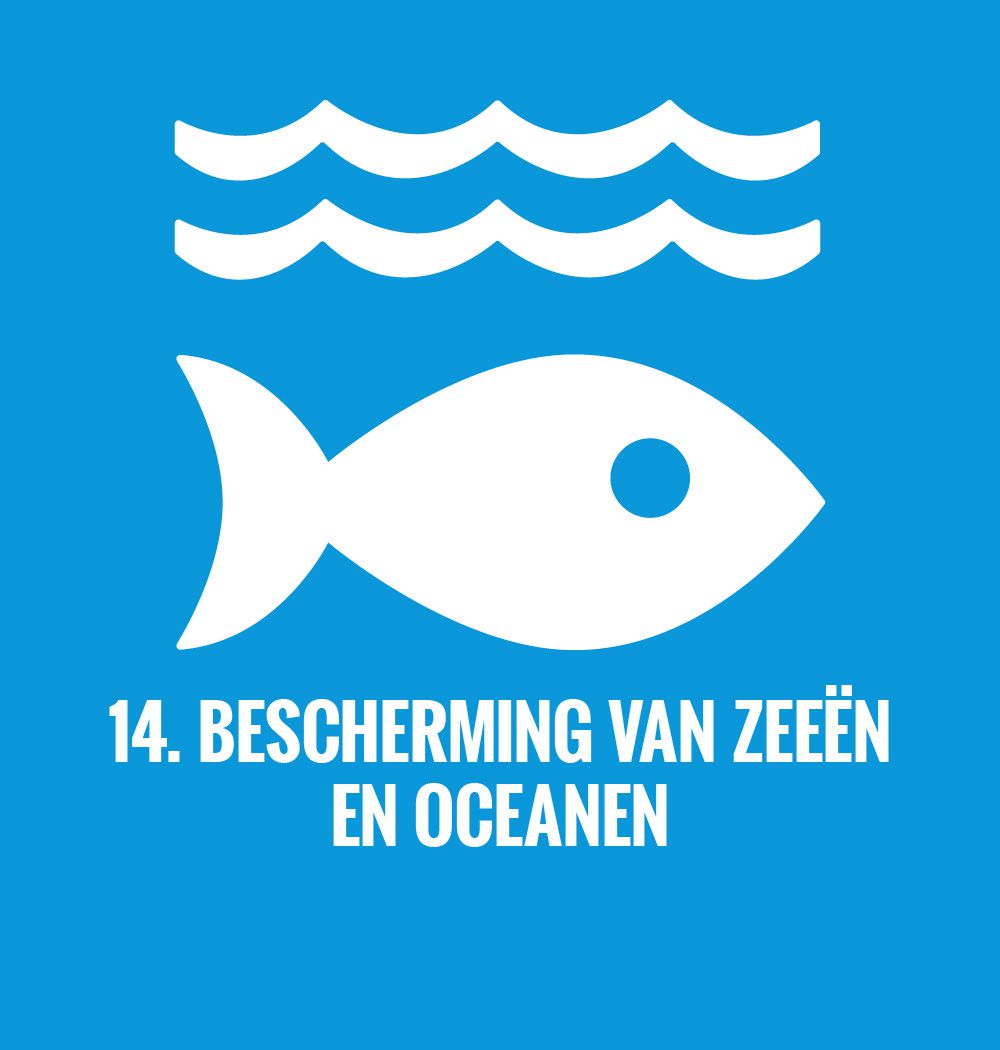 Logo SDG 14: bescherming van zeeën en oceanen