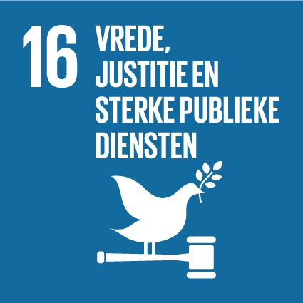 Logo SDG 16 - Vrede, justitie en sterke publieke diensten